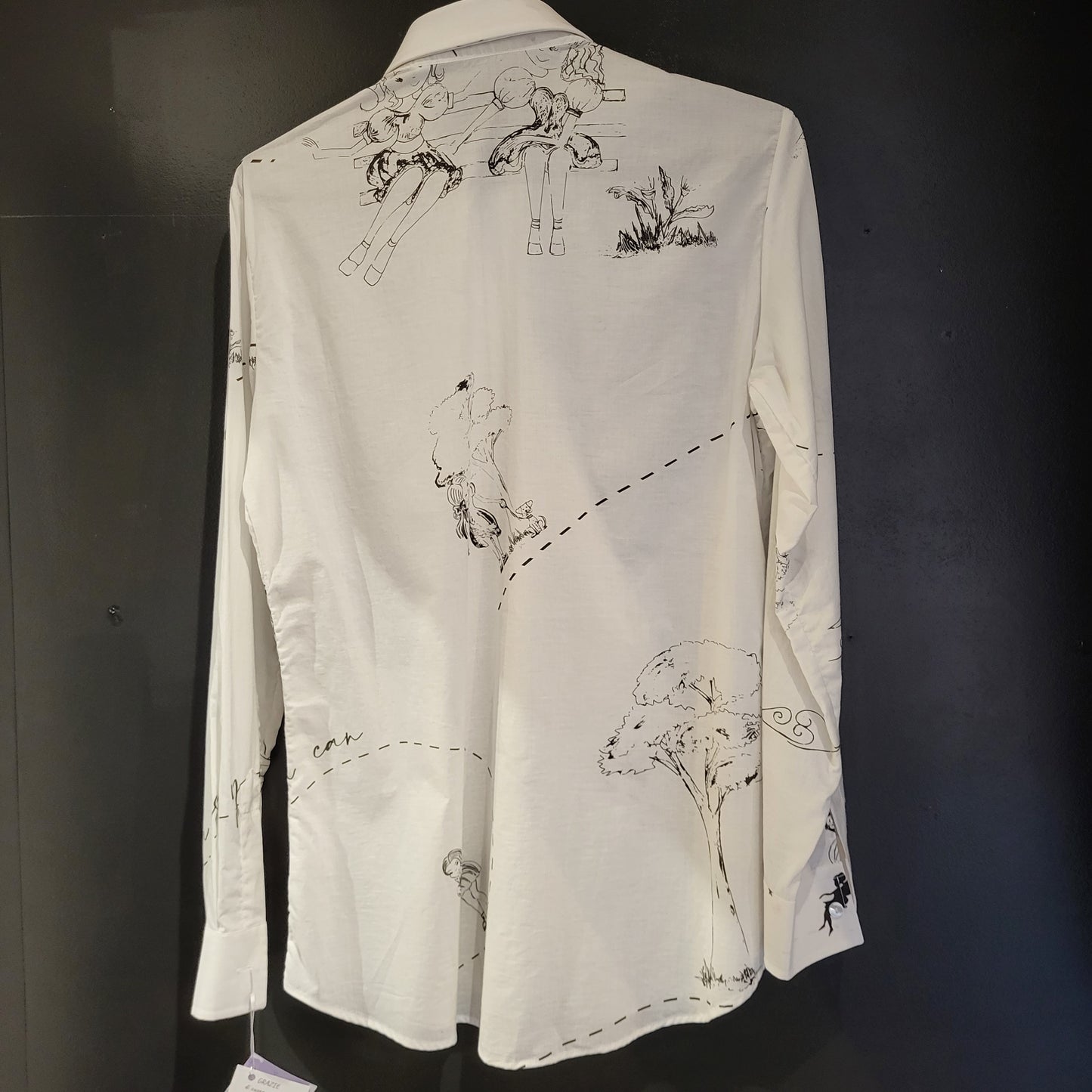 Camicia donna tessuto di design “We Live ” in bianco